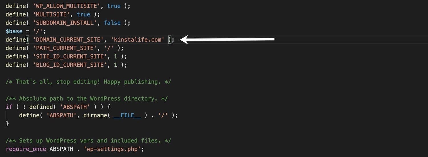 Modificare DOMAIN_CURRENT_SITE in wp-config.php con il dominio principale.