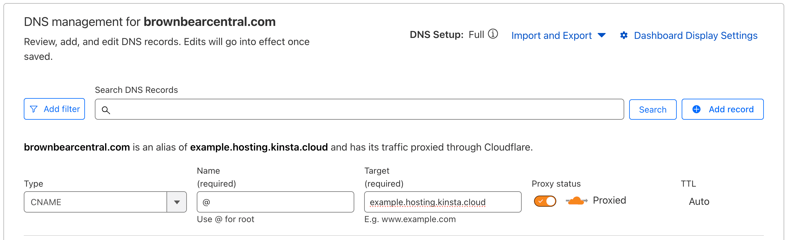 Add a new CNAME record to your domain in Cloudflare.