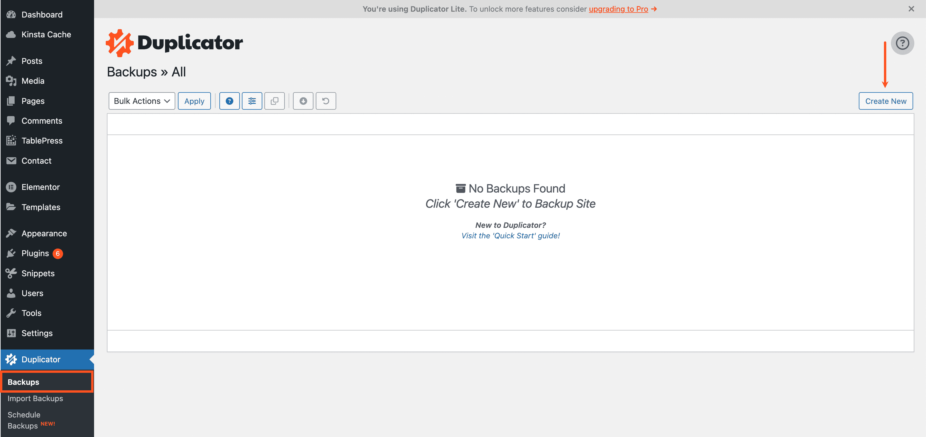 Nieuw pakket maken met WordPress Duplicator
