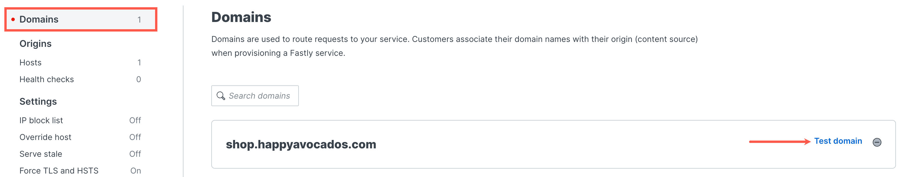 Abrindo seu domínio de teste Fastly.