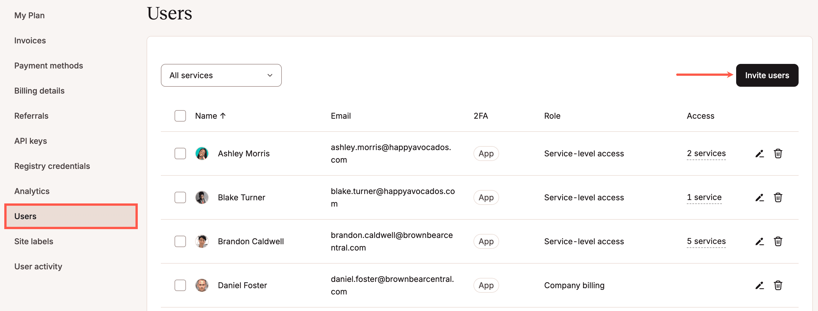 Convide usuários para sua empresa no MyKinsta.