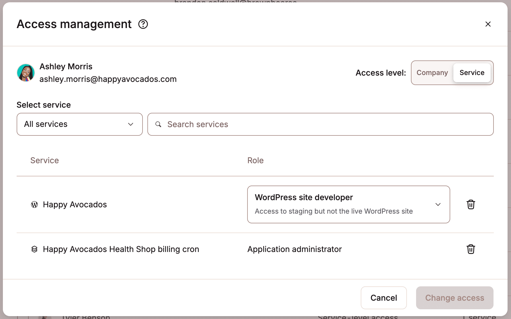 Remover um usuário de um serviço no MyKinsta.