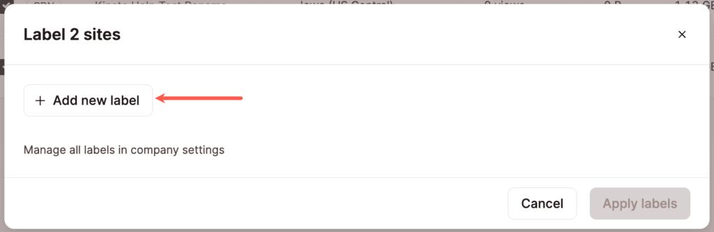 Aggiungere una nuova etichetta al sito.