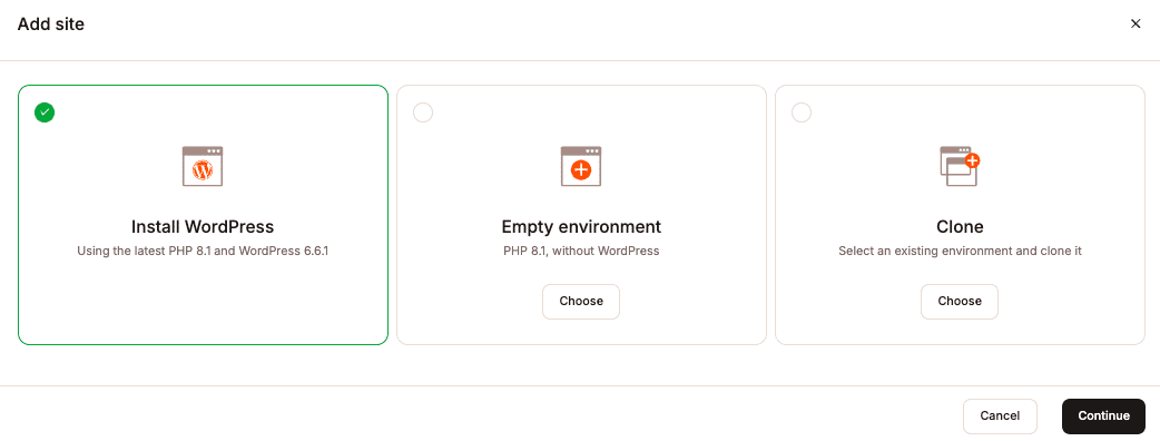 Een site maken in MyKinsta en WordPress installeren.
