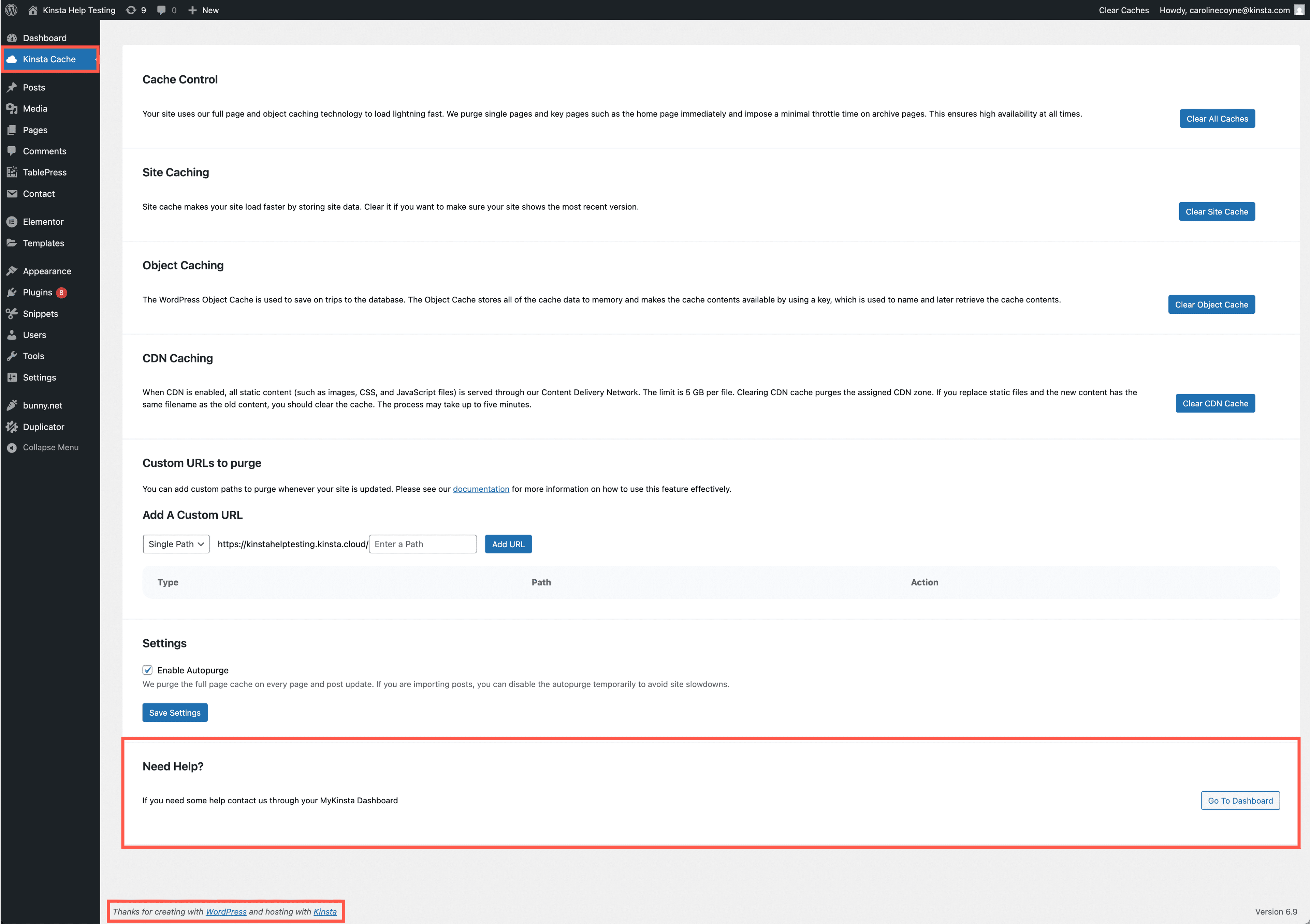 Antes de aplicar white labeling ao plugin Kinsta MU no seu painel do WordPress.