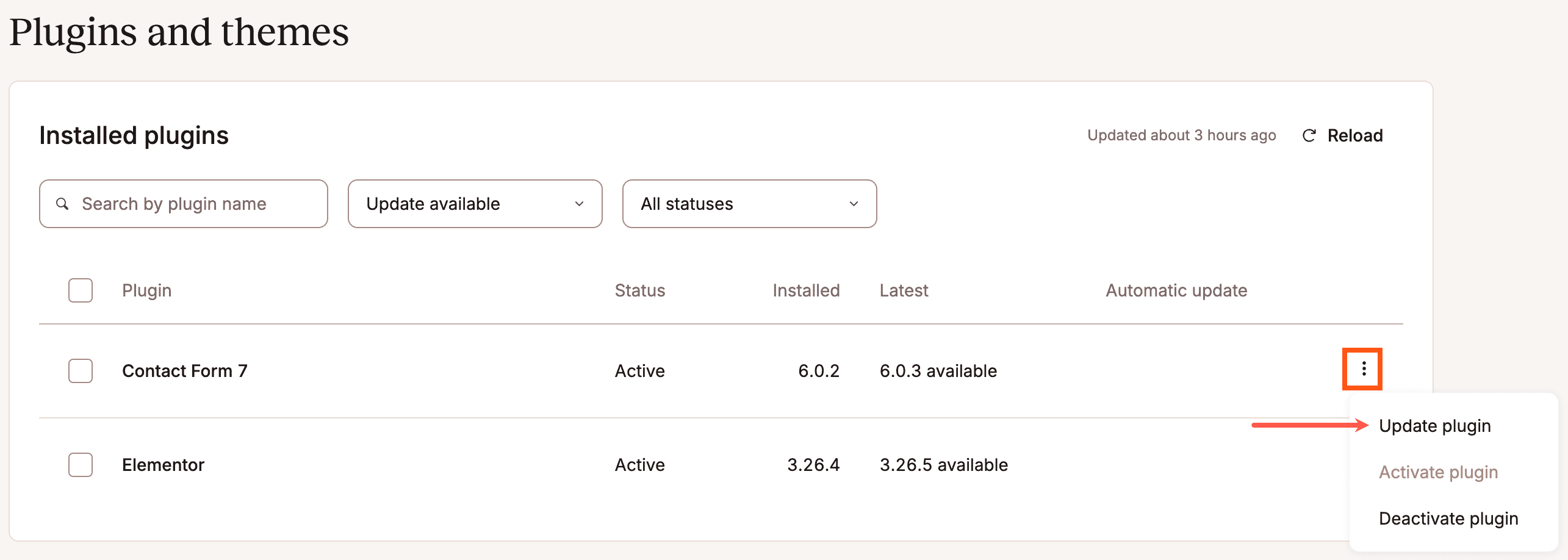 Mettre à jour une seule extension.