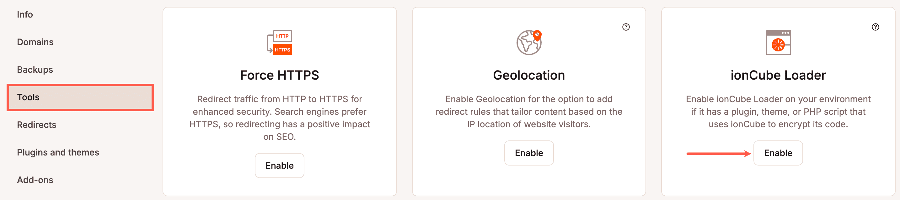 Activez ionCube Loader dans MyKinsta.