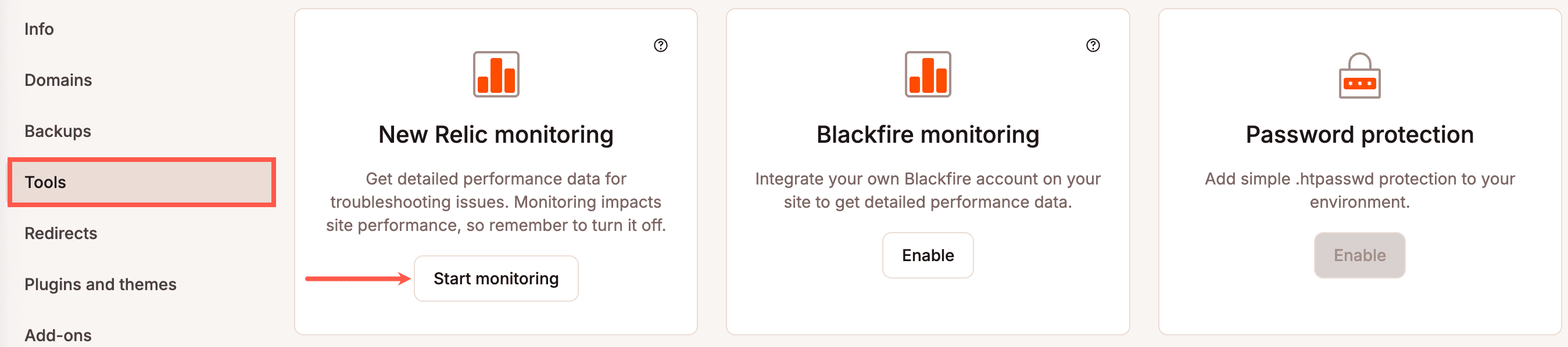 Avviare il monitoraggio di New Relic per WordPress in MyKinsta.
