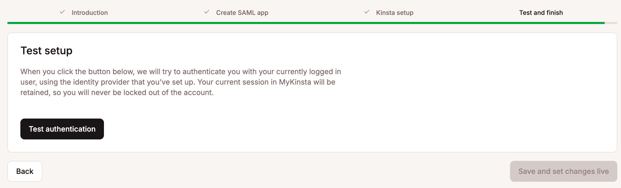 Teste deine SSO-Einrichtung und schalte die Änderungen live
