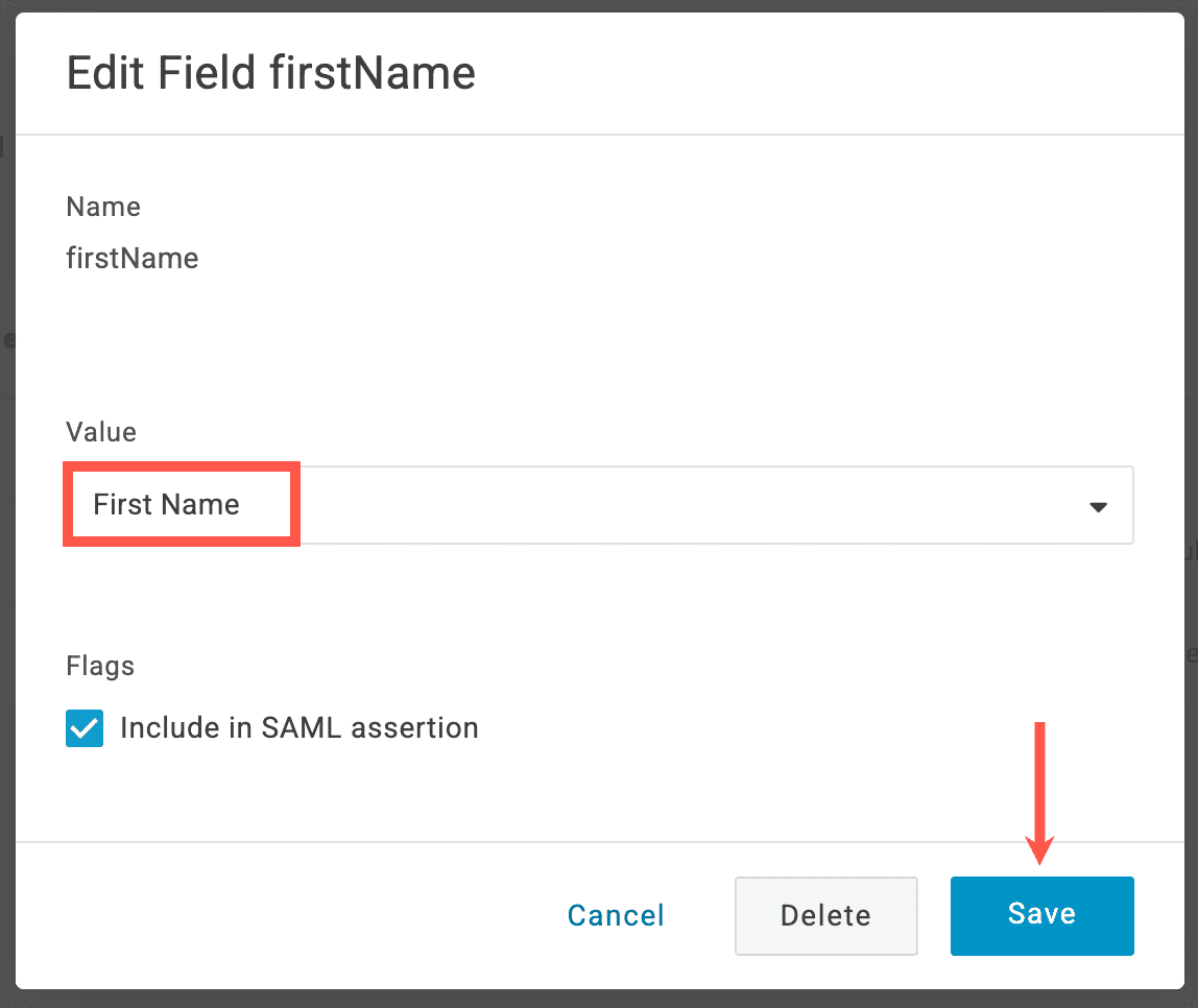 Select the parameter value in OneLogin.