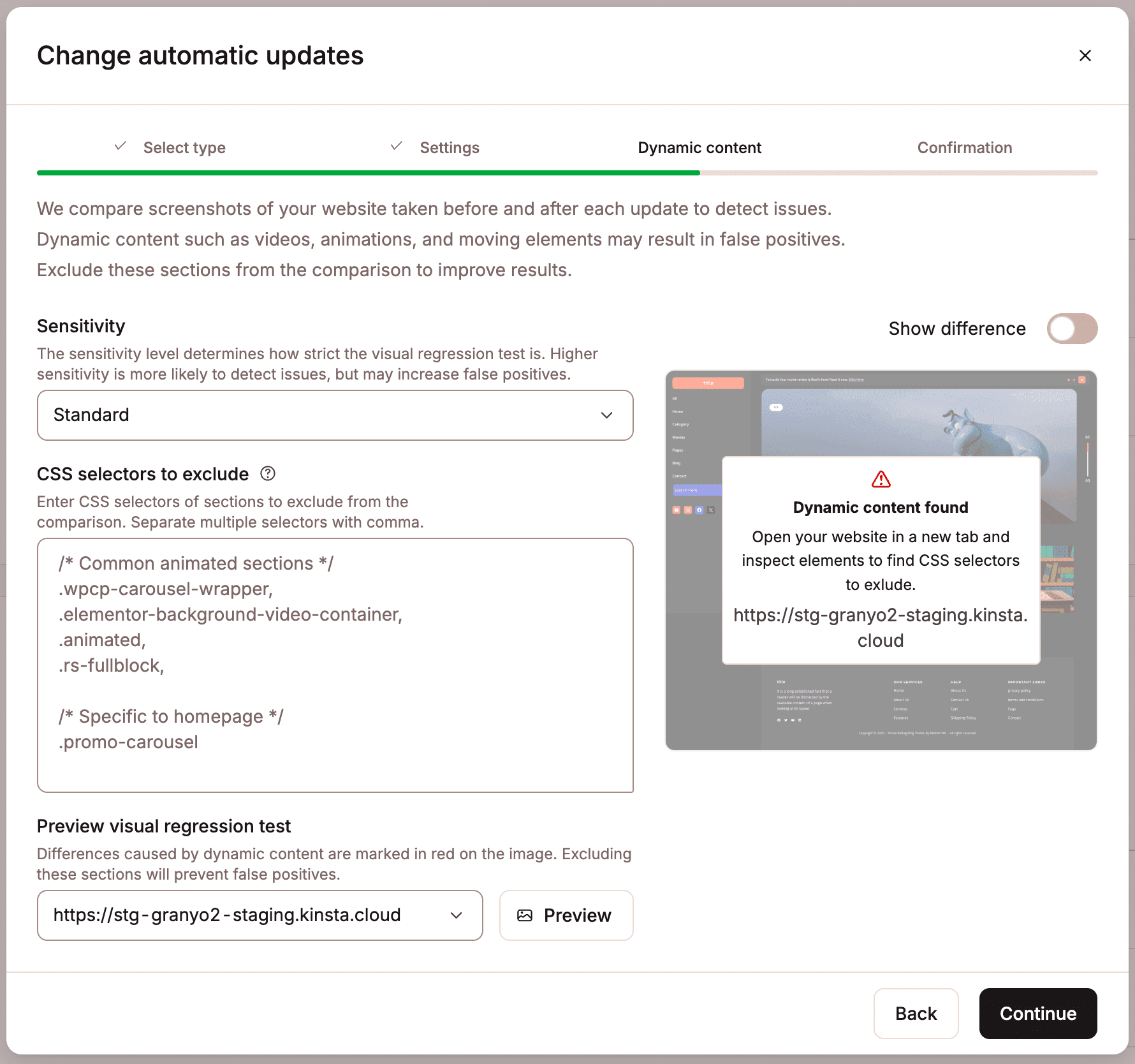 Dynamische Inhalte gefunden, wenn automatische Updates aktiviert sind