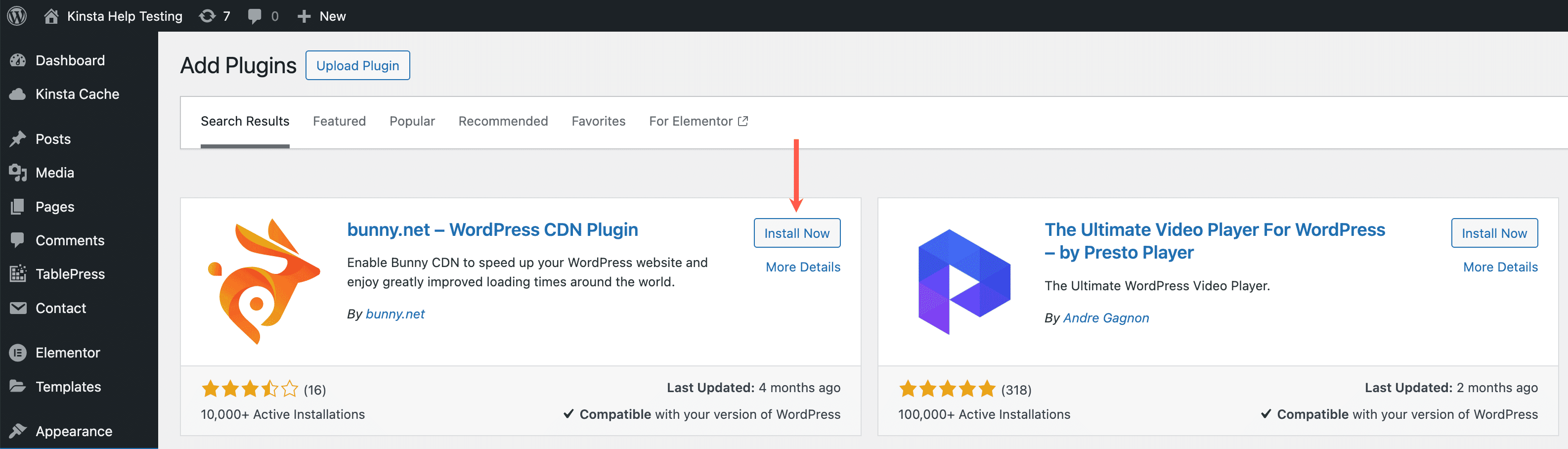 Instale o plugin bunny.net.