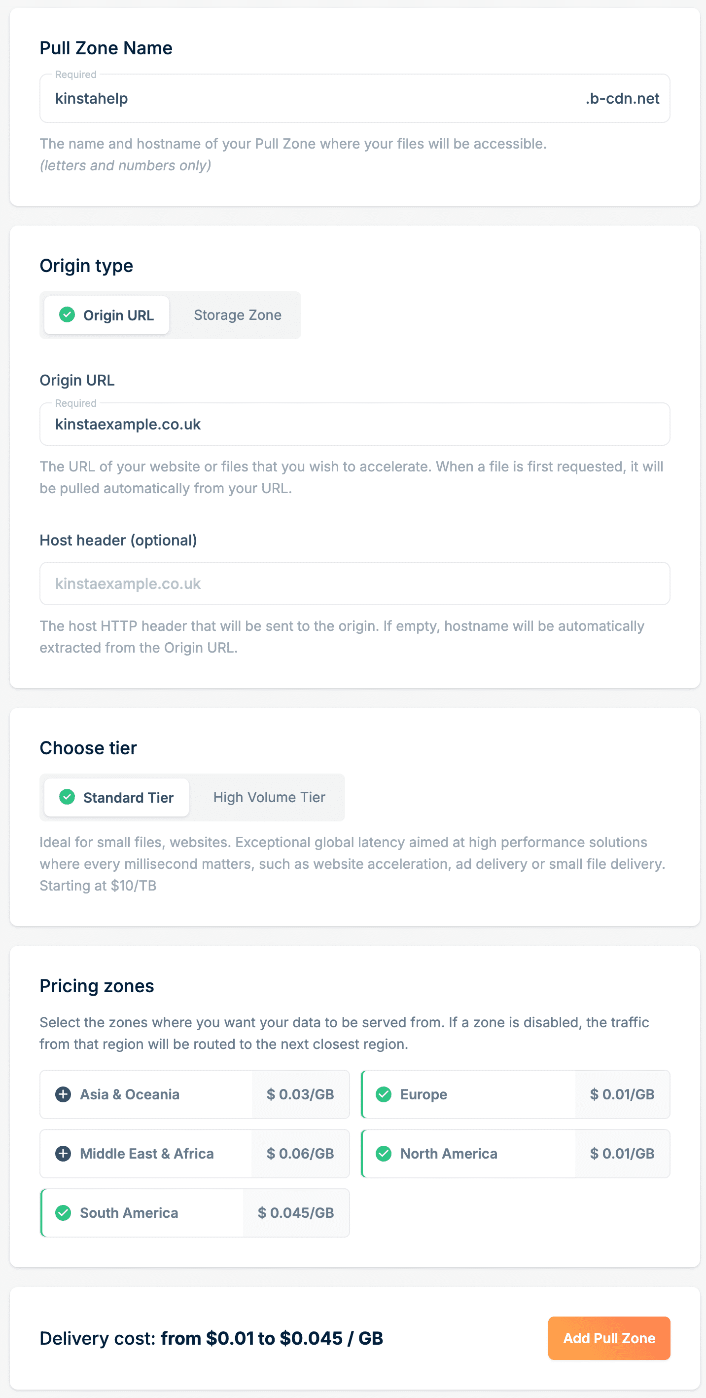 Detalhes da Pull Zone na Bunny.