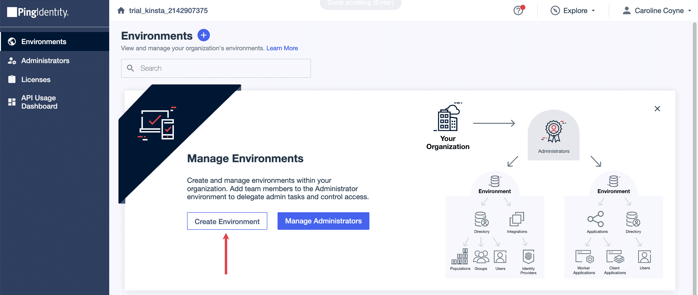 Create an environment within Ping Identity.