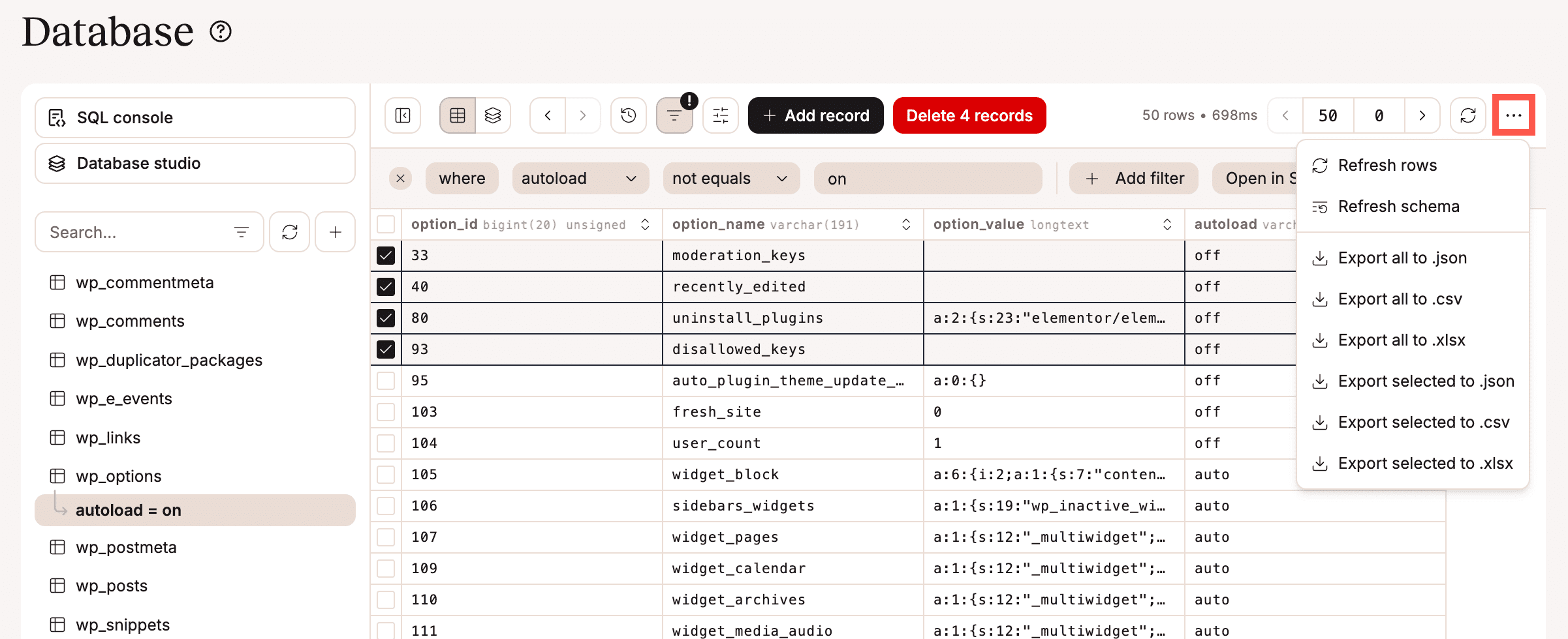 Export your database.