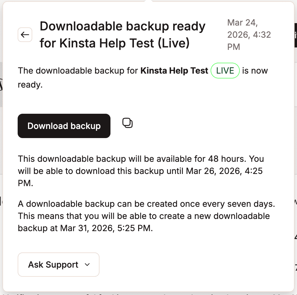 Notification details. 