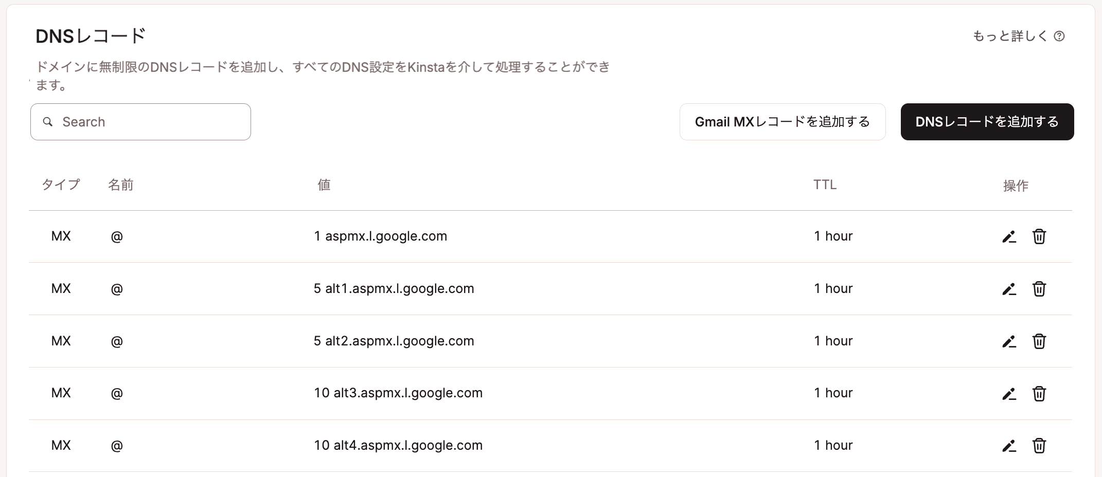 Google WorkspaceのMXレコード