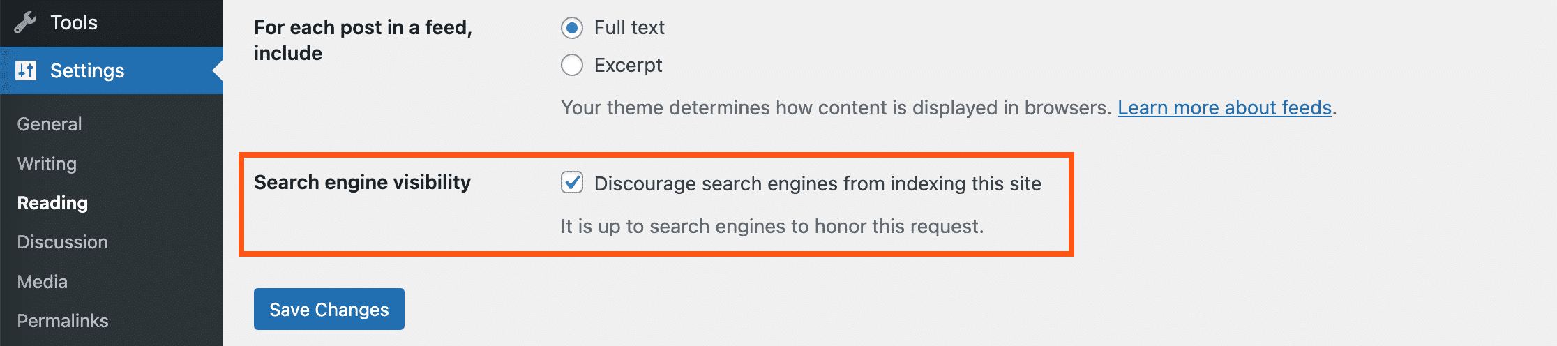 Indexación de motores de búsqueda desactivada en el sitio staging.