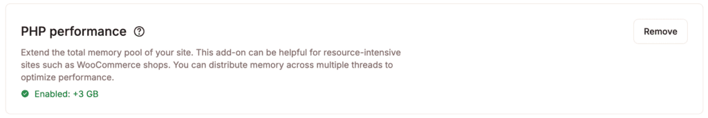 Entferne das PHP-Leistungs-Add-on für alle Websites