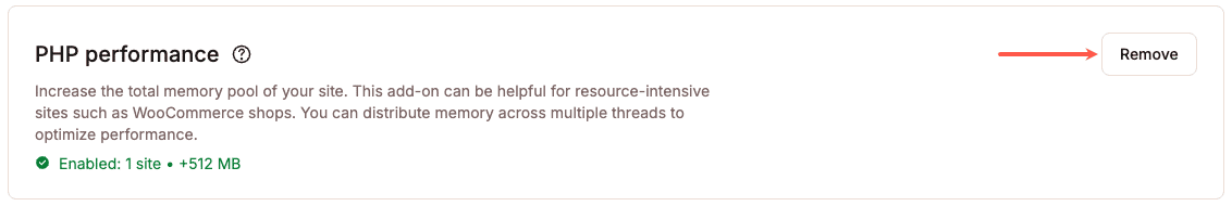 Entferne das PHP-Performance-Add-on von allen Websites