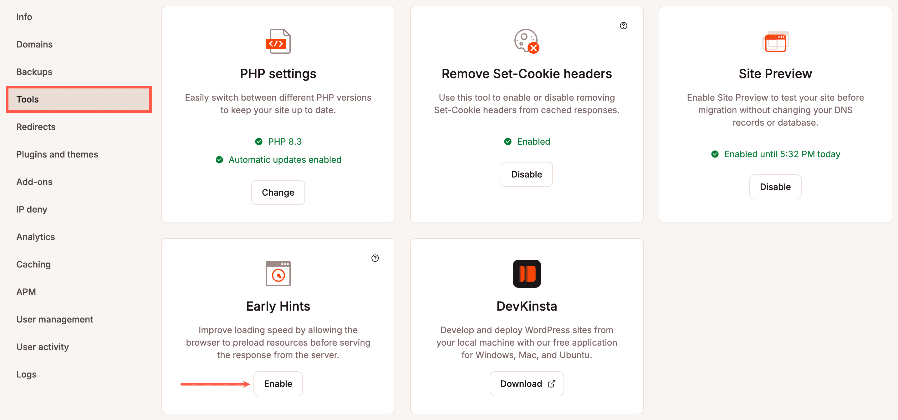 Abilitare gli Early Hints in MyKinsta