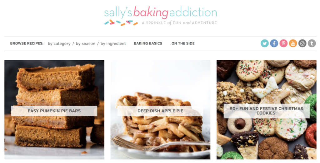 Food blog example Beispiel eines Lebensmittel-Blogs