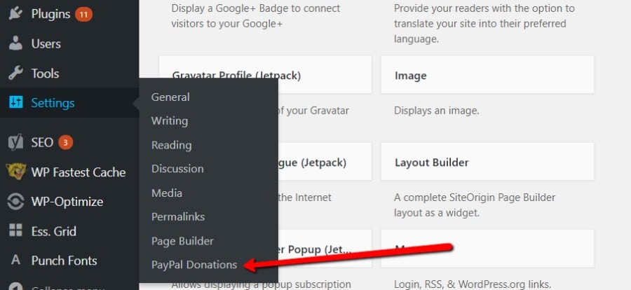 PayPal Donations plugin settings PayPal-Spenden-Plugin-Einstellungen