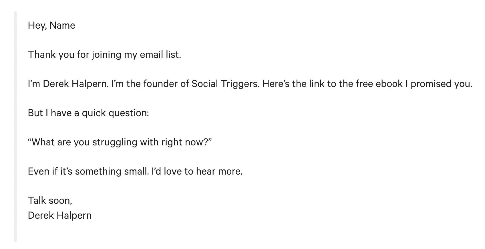 Beispiel Mailchimp Willkommens-E-Mail