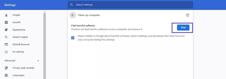 Das Cleanup Tool in Google Chrome