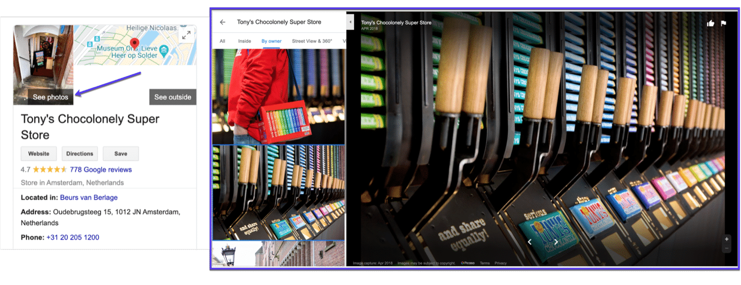 Ein Beispiel für Fotos, die auf einem Google My Business-Eintrag hochgeladen wurden