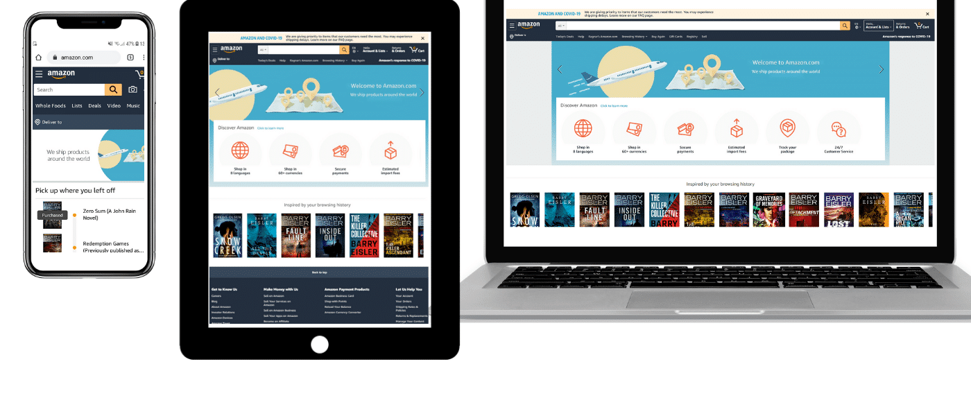 Amazon auf Handy, Tablet und Laptop