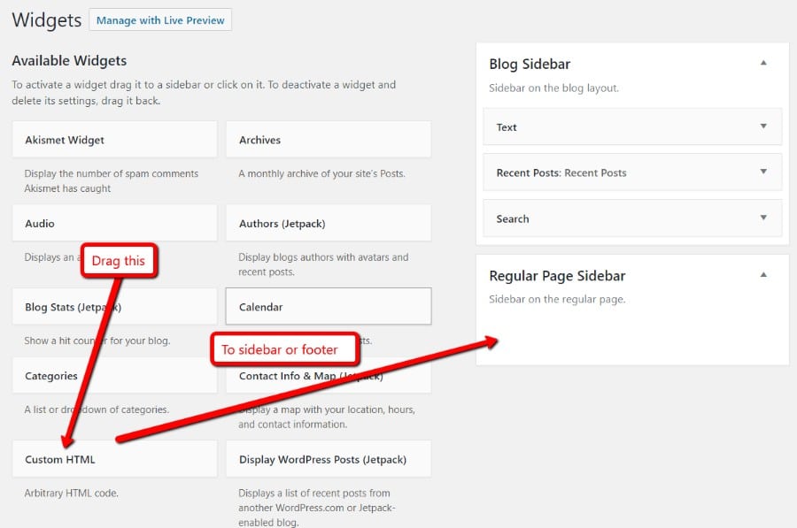 Custom HTML widget Widget de HTML personalizado