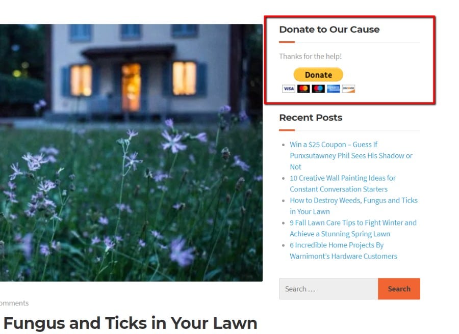 PayPal donate button in widget on sidebar El botón Donativo de PayPal en el widget sobre la barra lateral