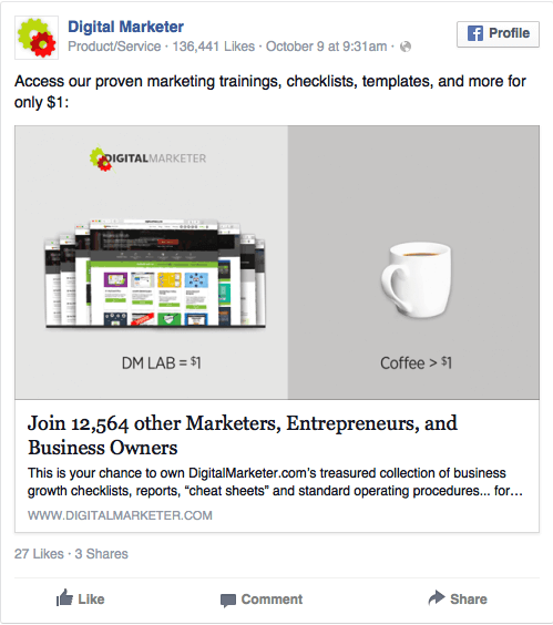Una buena oferta en Facebook ad