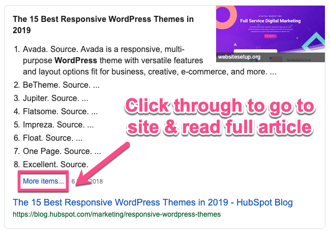 Enlace para más artículos en el snippet destacado