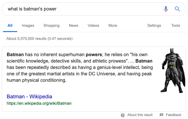 Snippet destacado de tipo párrafo