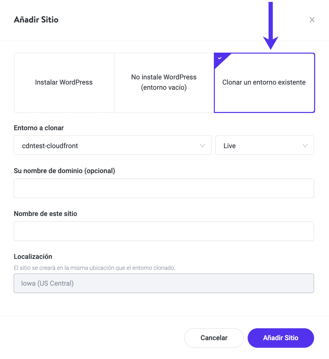 Clonación de sitio WordPress