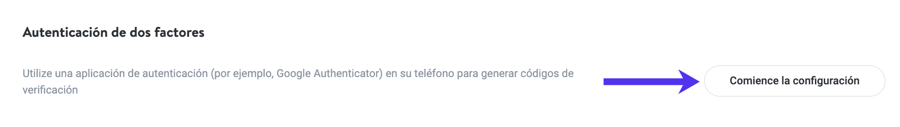 La nueva opción 2FA basada en el Autentificador en el panel de MyKinsta.