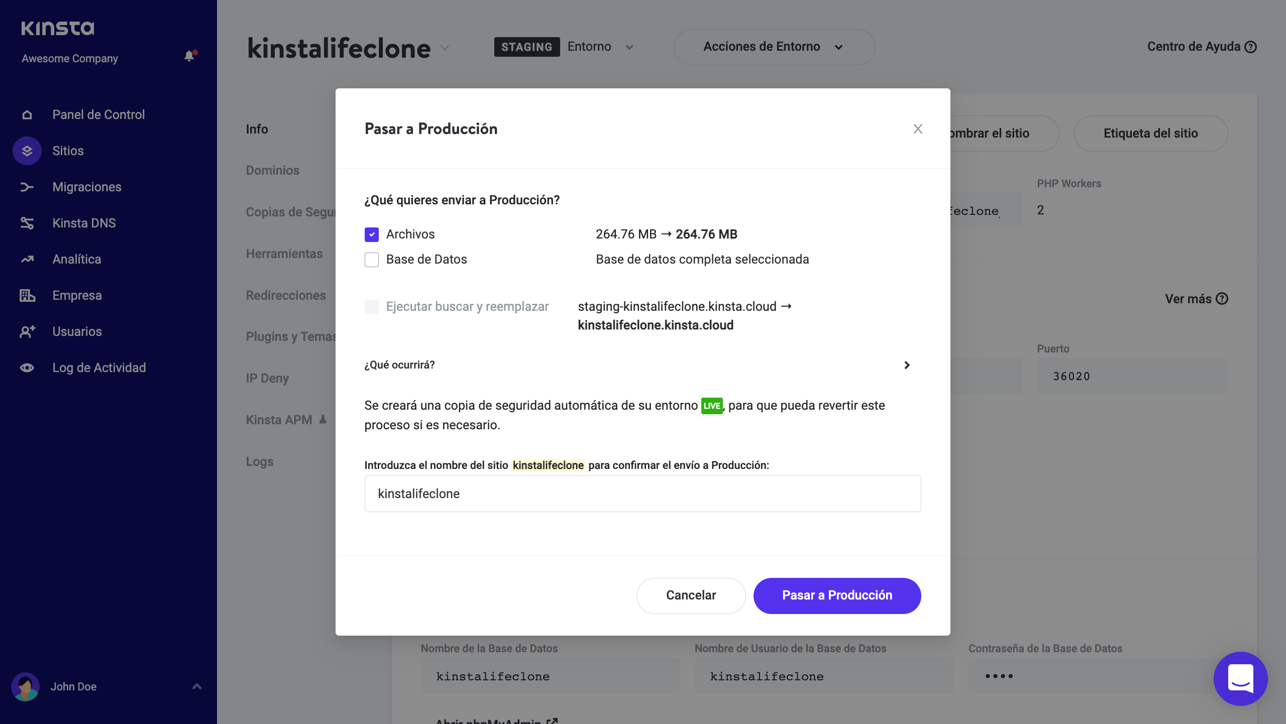 La función Selective Push de Kinsta