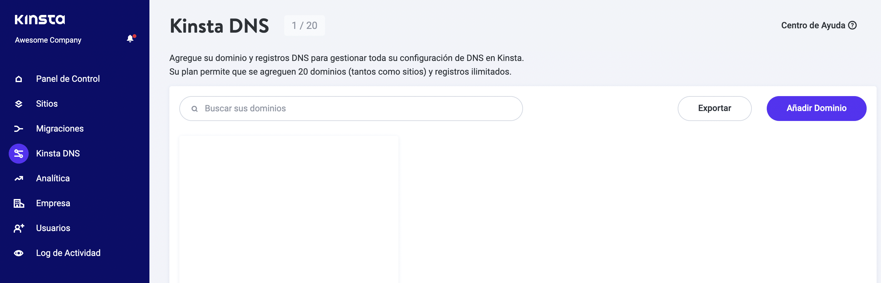 Selecciona Kinsta DNS