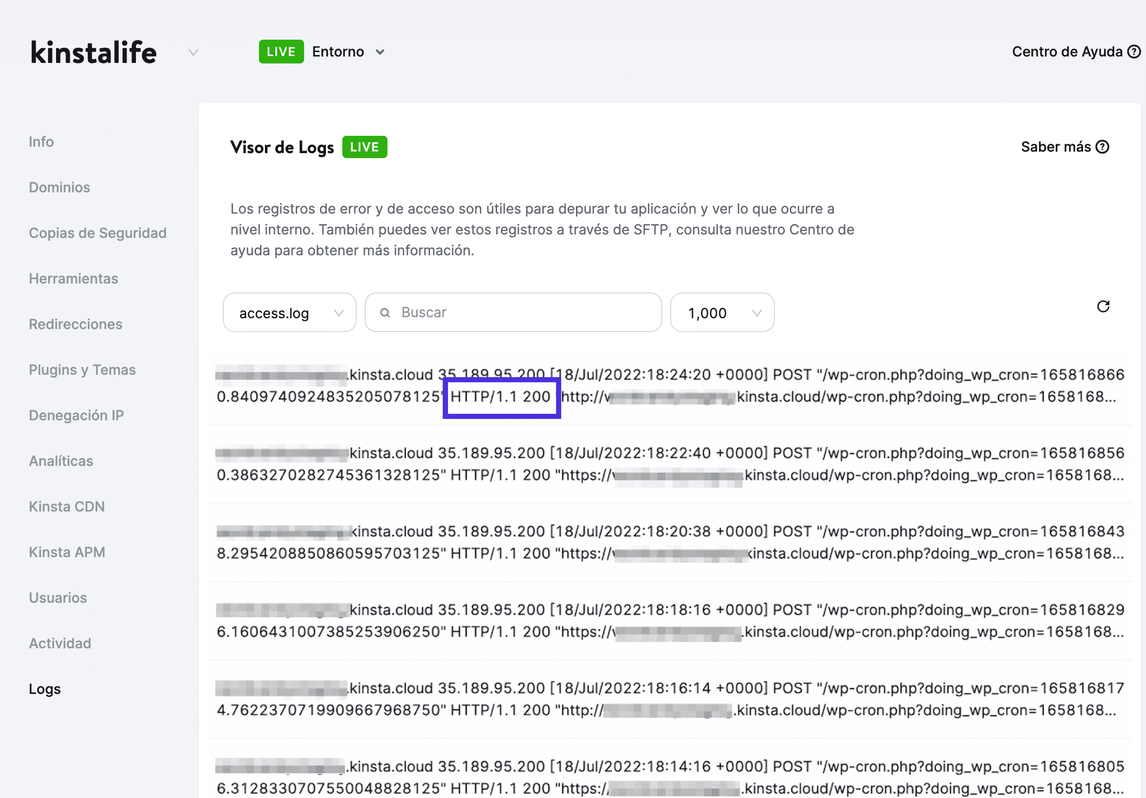 Peticiones HTTP en MyKinsta