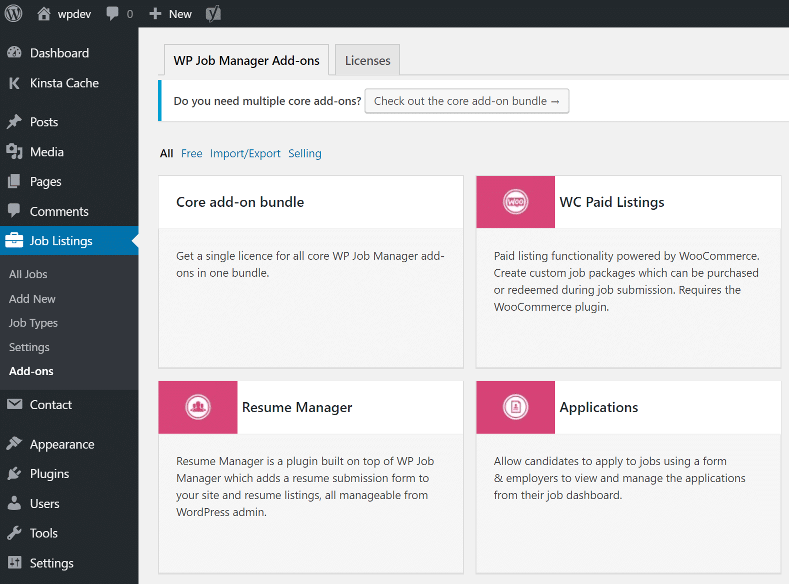 WP Job Board add-ons Modules de WP Job Manager