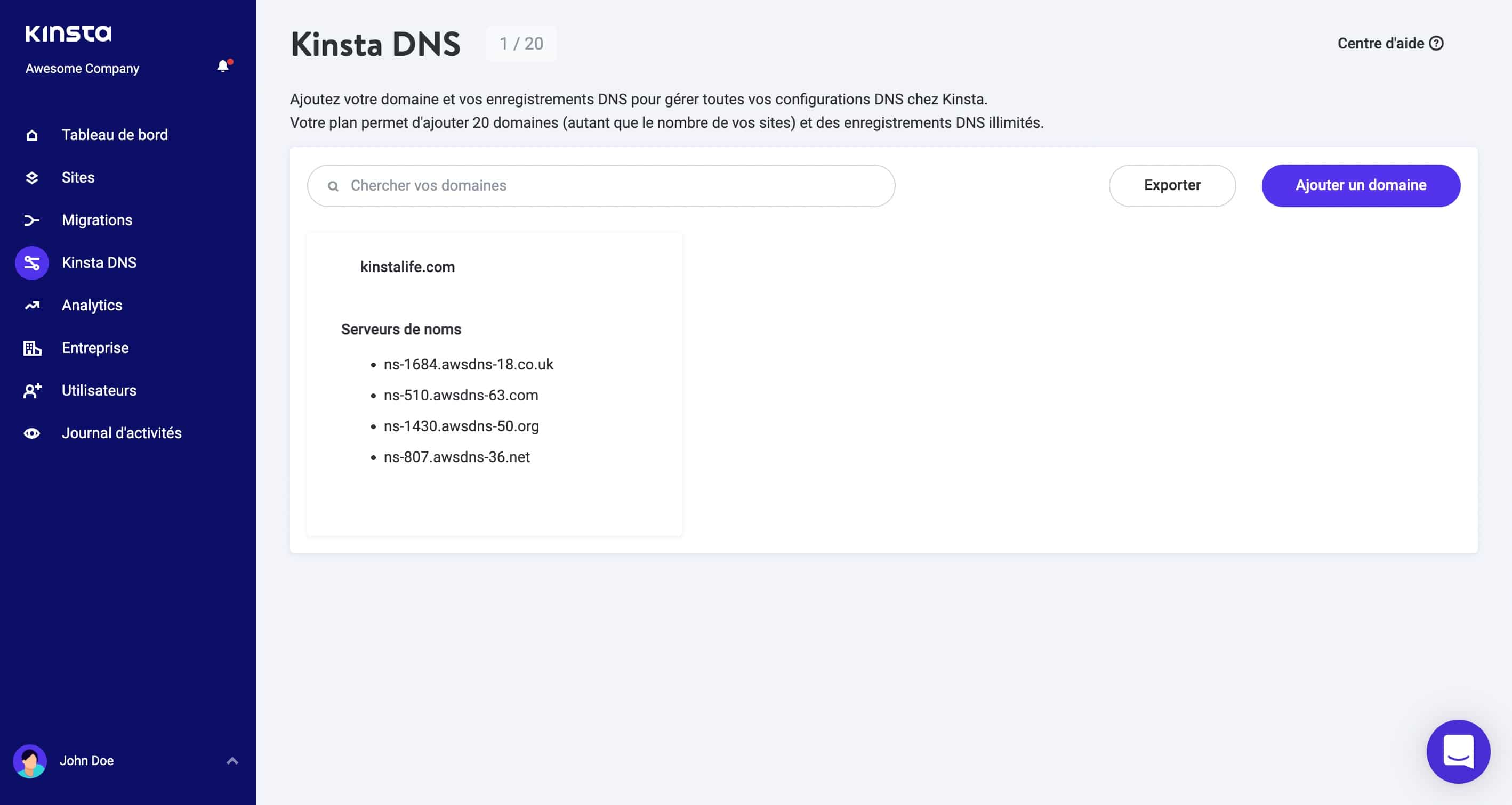 Kinsta DNS Amazon Route 53