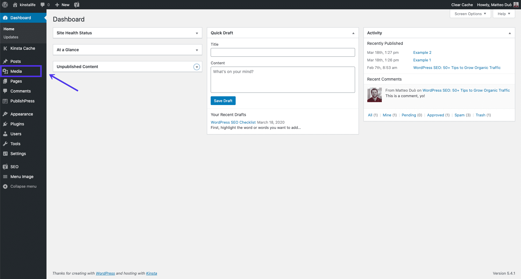 Accéder à la bibliothèque de médias WordPress