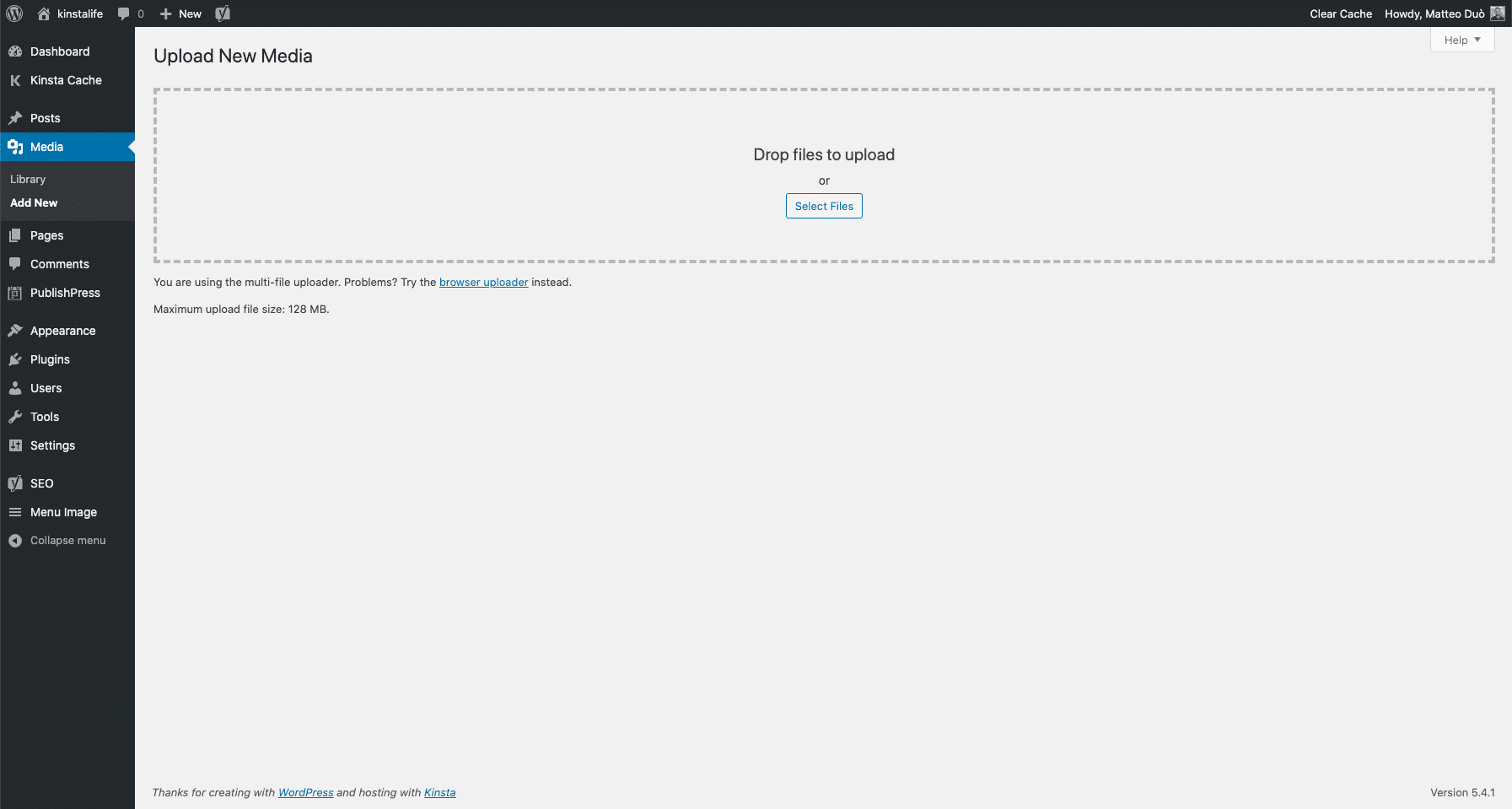 Téléversement de média dans WordPress