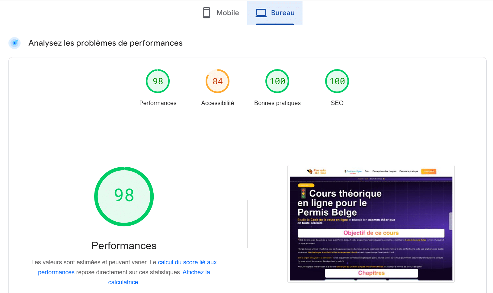 Permis Online sur bureau