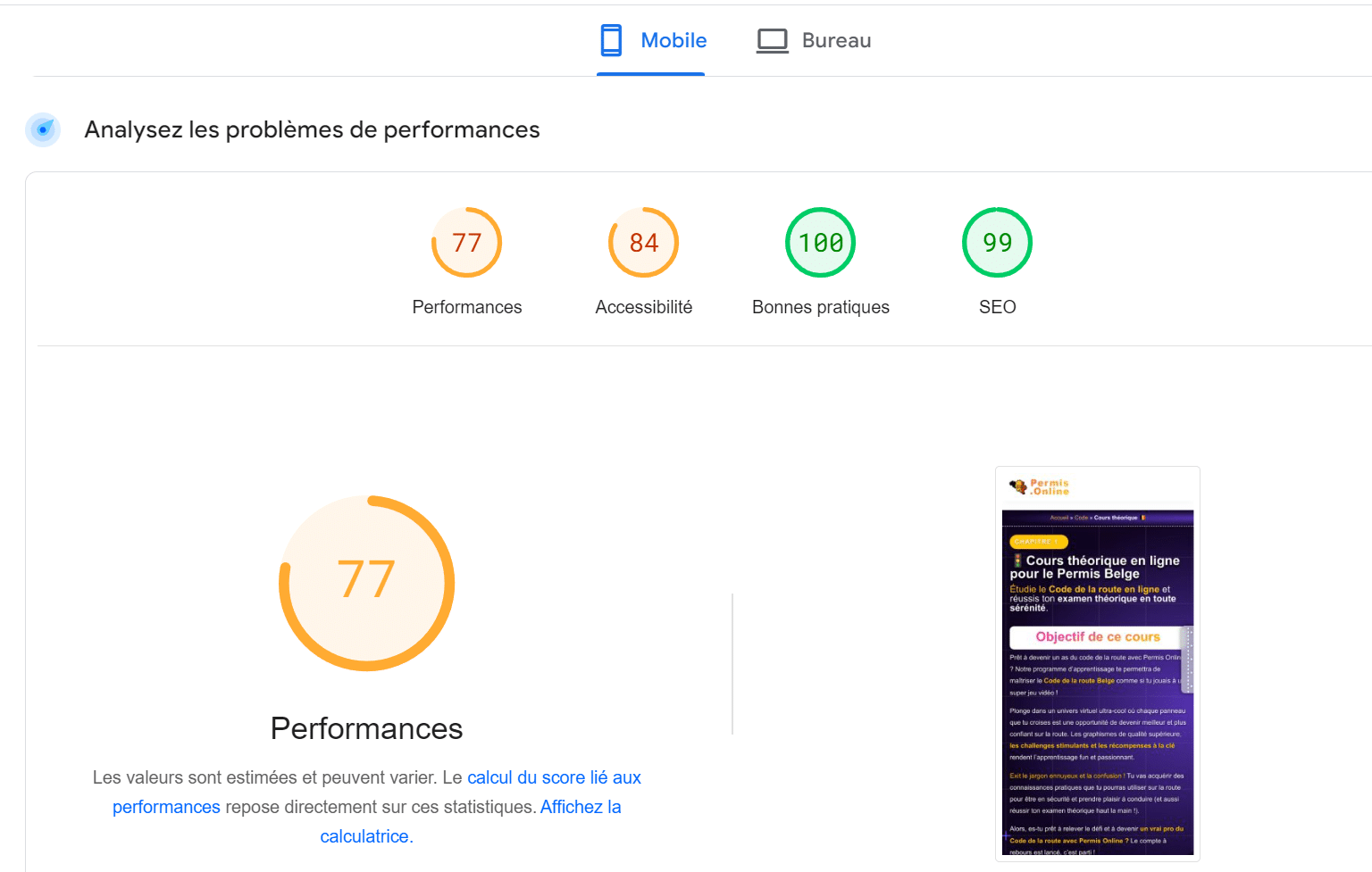Permis Online sur mobile