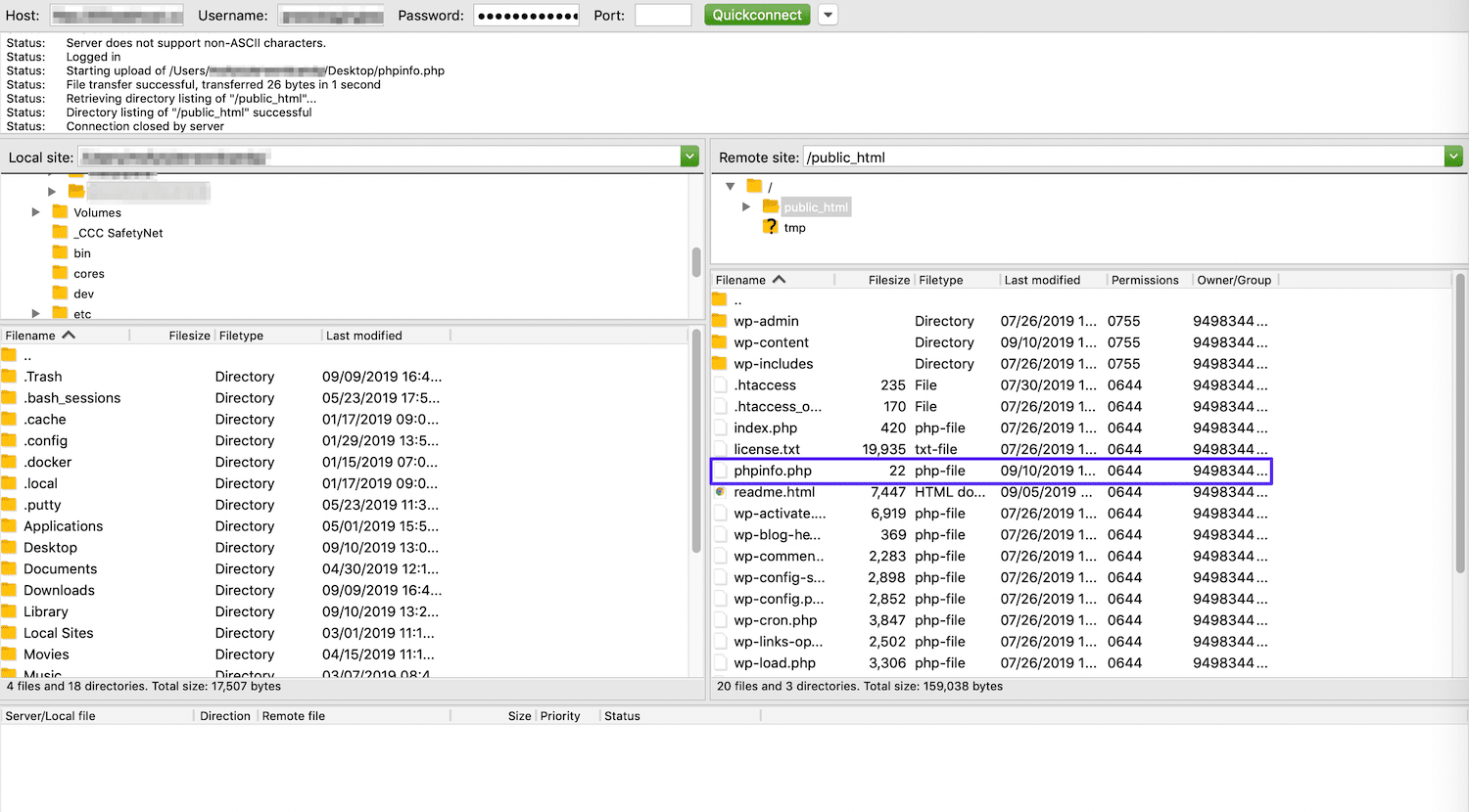 Aggiungere il file phpinfo.php