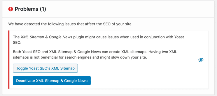 Conflitto fra XML Sitemap & Google News e il plugin Yoast