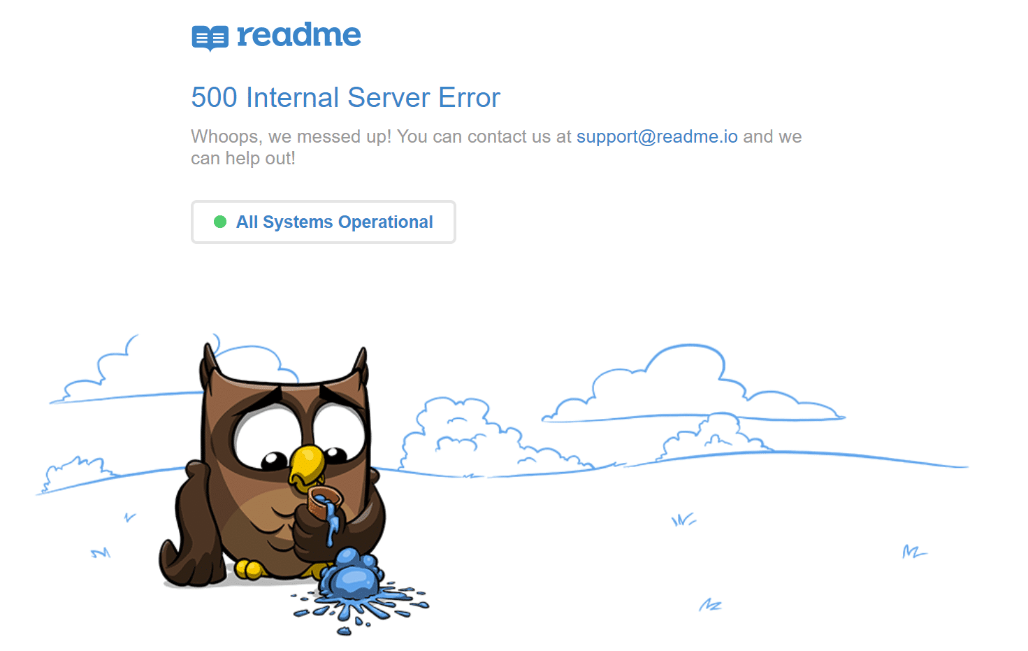 readmeの「500 Internal Server Error」エラーページ